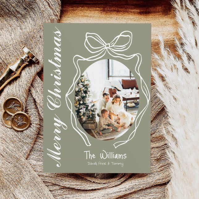 Whimsique Bow Hand plockade Doodle Photo jul Julkort (Skapare uppladdad)