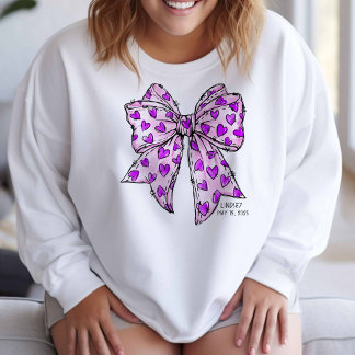 Whimsique Bow Heart Lila and Lavender Lång Ärmad Tröja