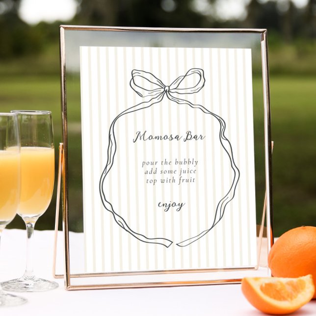 Whimsique Bow Neutralt Baby Shower Momosa Pub Poster (Skapare uppladdad)