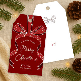 Whimsique Bow & Ribbon Chic Red God jul Presentetikett