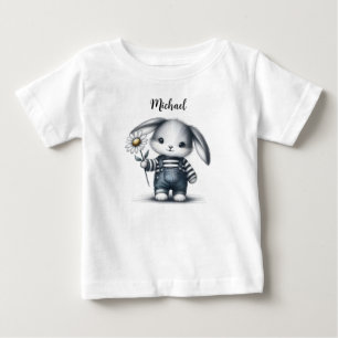 Whimsique Boy Bunny med Namn T Shirt