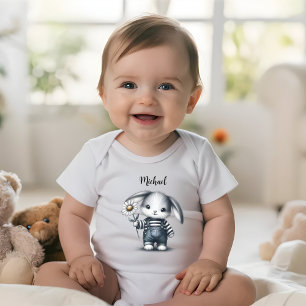 Whimsique Boy Bunny med Namn T Shirt