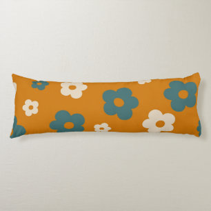 Whimsique Brown & Blue Blommigt Retro, Cheerful Kroppskudde