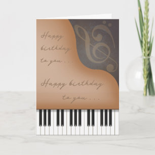 Whimsique Brown Piano Charming Anpassningsbar Birt Kort