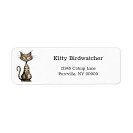 Whimsique Brown Tabby katt Tecknad Returadress Returadress Etikett
