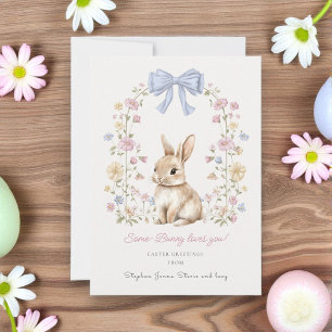 Whimsique Bunny Blommigt Påsk Hälsning Julkort