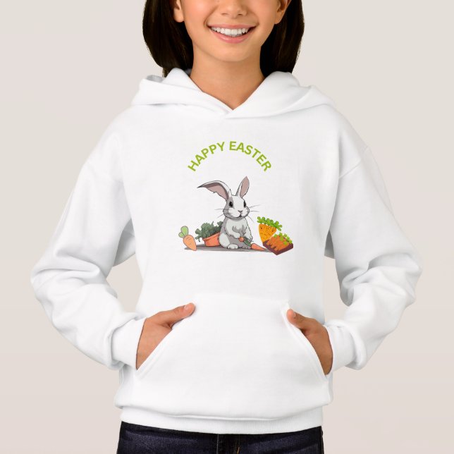 Whimsique Bunny & Carrots Kids Unisex Playful T Shirt (Framsida)