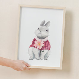 Whimsique Bunny Flower Woodland Nursery Decor Poster