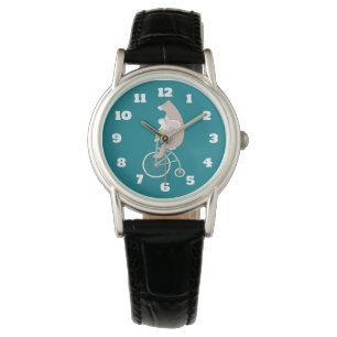 Whimsique Bunny och Bear Riding a Bike Armbandsur