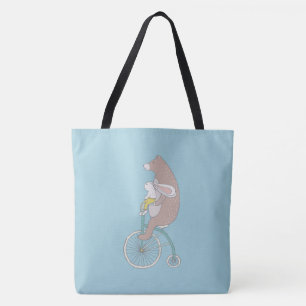 Whimsique Bunny och Bear Riding a Bike Tygkasse