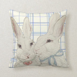 Whimsique Bunny Rabbits Blue Play Påsk Kudde