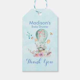 Whimsique Bunny Riding i en Luftballong Shower Presentetikett