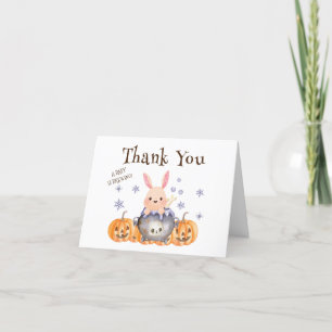 Whimsique Bunny Witch Halloween Baby Shower Tack Kort