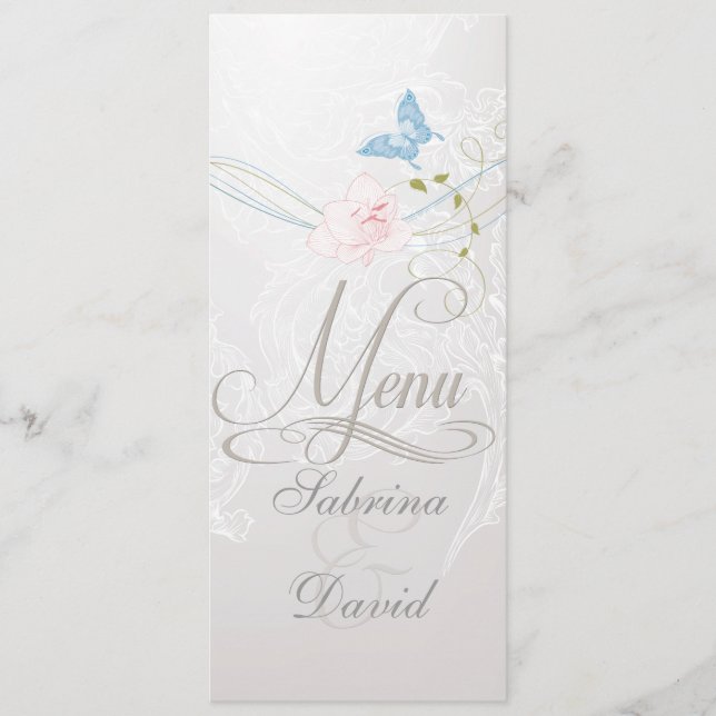 Whimsique Butterflies och Snöre Menu Meny (Framsida)