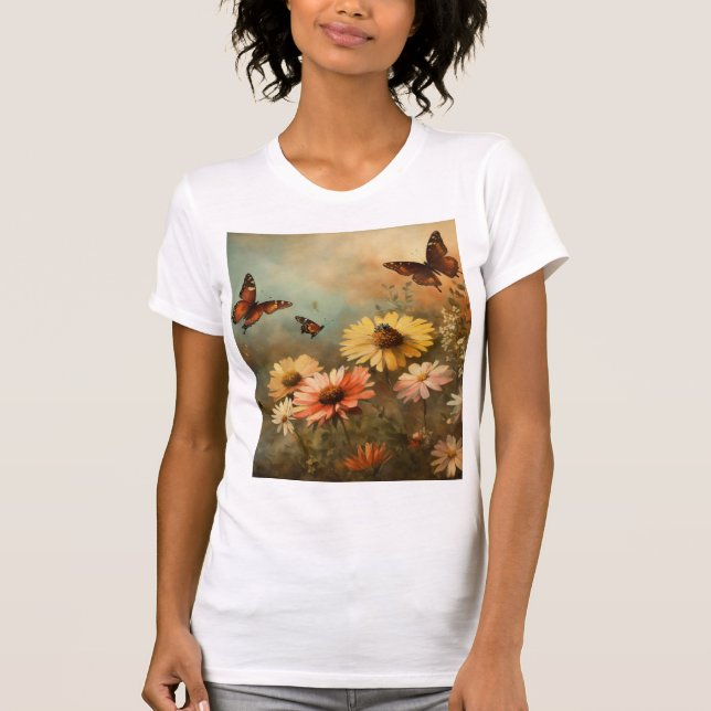 Whimsique Butterfly Garden T Shirt (Framsida)
