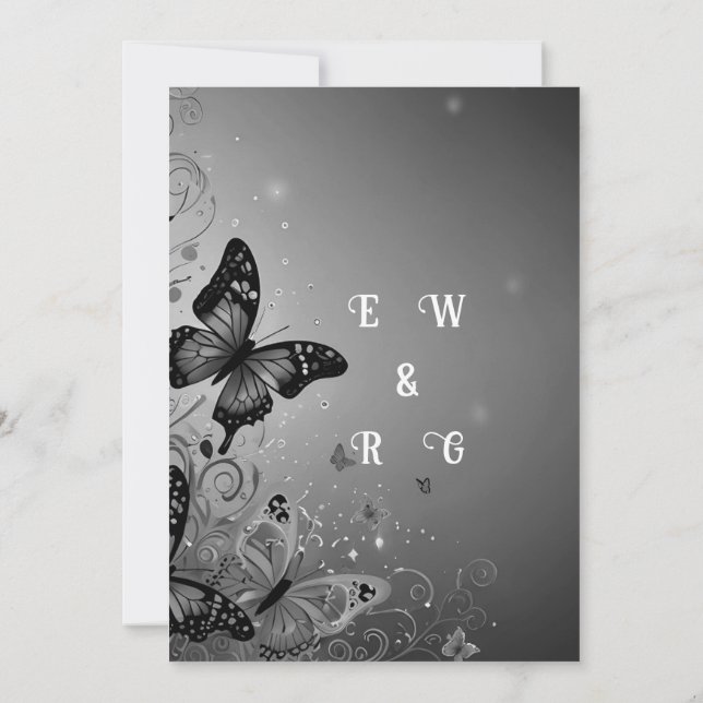 Whimsique Butterfly Garden Wedding Inbjudningar (Baksida)