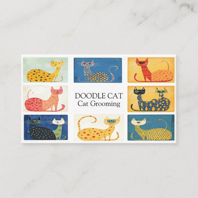 Whimsique Cat Parad Visitkort (Framsida)
