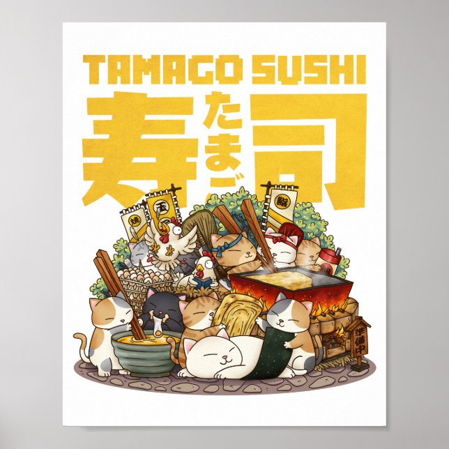 Whimsique Cats Tamago Sushi Workshop Poster (Framsidan)