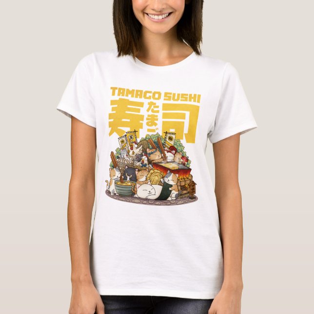 Whimsique Cats Tamago Sushi Workshop T Shirt (Framsida)