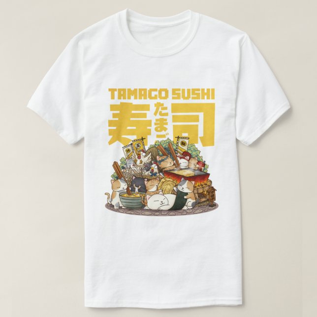 Whimsique Cats Tamago Sushi Workshop T Shirt (Design framsida)