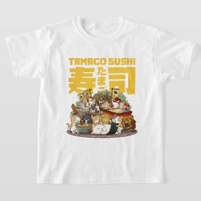 Whimsique Cats Tamago Sushi Workshop T Shirt (Laydown)