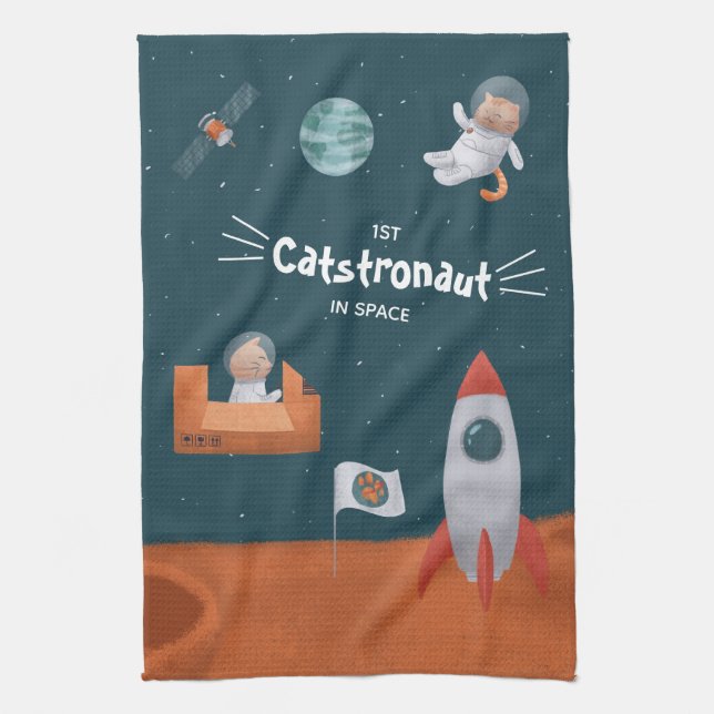 Whimsique Catstronaut in Space, Katter på Mars, Ro Kökshandduk (Vertikal)