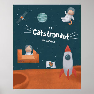 Whimsique Catstronaut in Space, Katter på Mars, Ro Poster