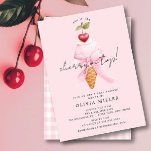 Whimsique Cherry Baby Shower Inbjudningar