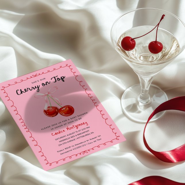 Whimsique Cherry på Top Baby Shower Vykort (Skapare uppladdad)