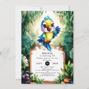 Whimsique Children Parrot Birthday Inbjudningar