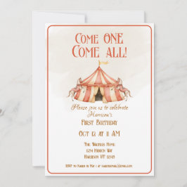 Whimsique Circus Horse First Birthday Inbjudningar
