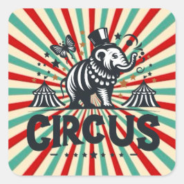 Whimsique Circus Sunburst Barns födelsedag Party Fyrkantigt Klistermärke