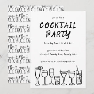 Whimsique Cocktail Drinks Anpassningsbar Födelseda Inbjudningar