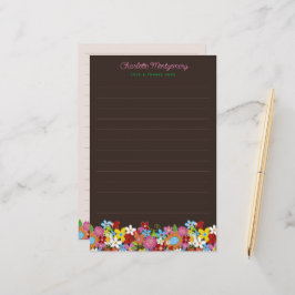 Whimsique Colorful Vår blommor Garden Tack Brevpapper