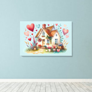Whimsique Cottagecore Heart House Art Canvastryck