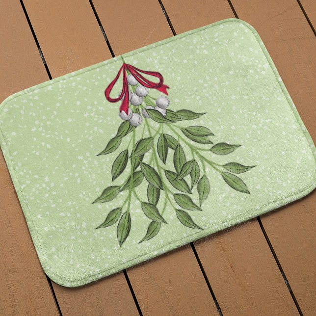 Whimsique Cute jul Berries Badrumsmatta (Simple mistletoe holiday greenery bath mat)