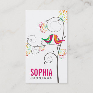 Whimsique Cute Love birds Blommigt Boutique Identi Visitkort