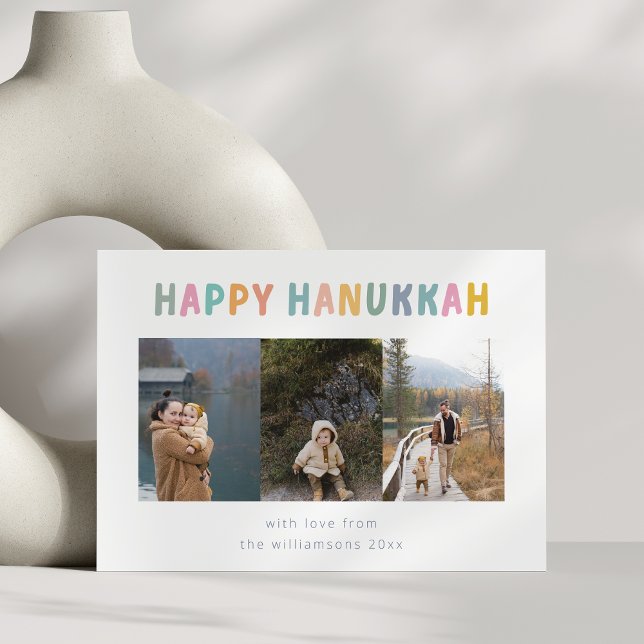 Whimsique Cute Lycklig Hanukkah Multi Photo Four Julkort (Skapare uppladdad)