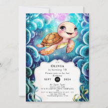 Whimsique Cute Nautical Turtle Birthday