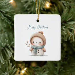 Whimsique Cute Snögubbe Quote God jul Julgransprydnad Keramik