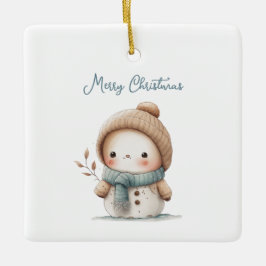 Whimsique Cute Snögubbe Quote God jul Julgransprydnad Keramik