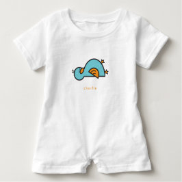 Whimsique Cute Tecknad Teal Blue Baby Duckling Boy T-shirt