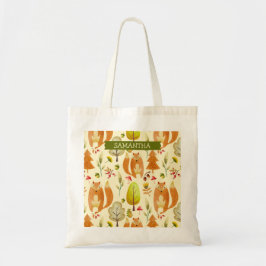 Whimsique cute Woodland Fall Fox Mönster Träd Tygkasse