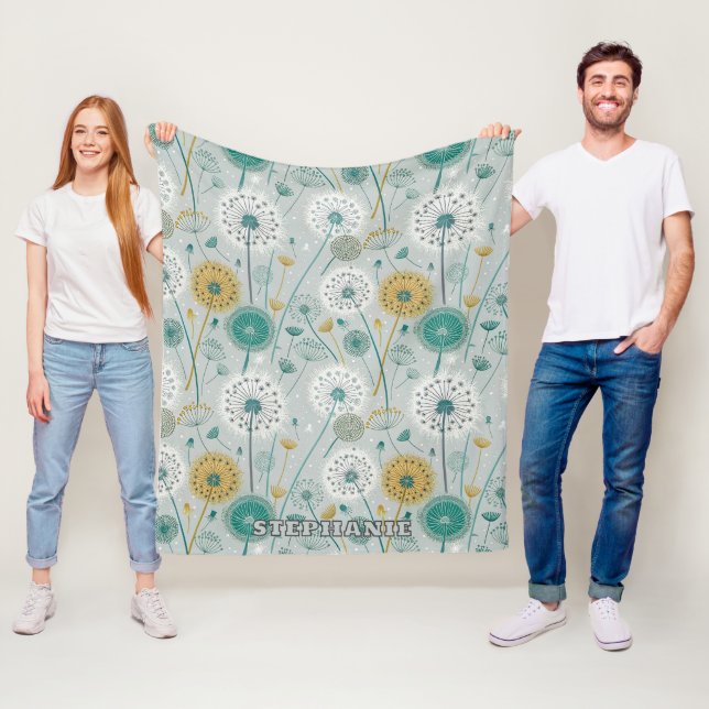 Whimsique Dandelion - Gult, vit och skalbar Fleecefilt (På plats)