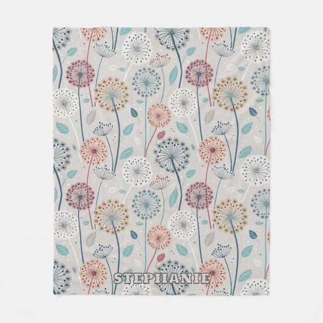 Whimsique Dandelion - Red, Gult, White & Teal Fleecefilt (Framsidan)