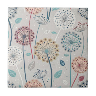 Whimsique Dandelion - Red, Gult, White & Teal Kakelplatta