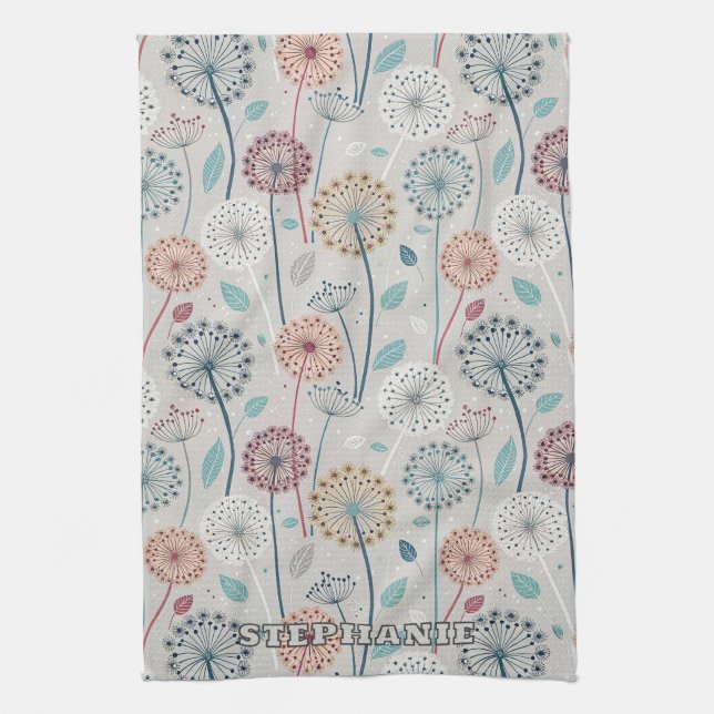 Whimsique Dandelion - Red, Gult, White & Teal Kökshandduk (Vertikal)