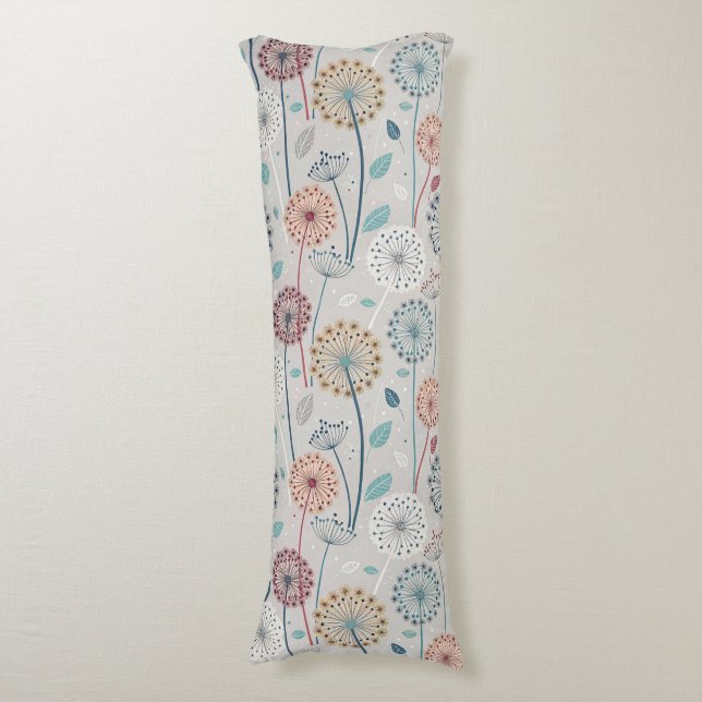Whimsique Dandelion - Red, Gult, White & Teal Kroppskudde (Framsidan Vertikal)