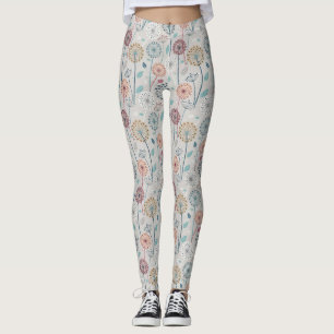 Whimsique Dandelion - Red, Gult, White & Teal Leggings