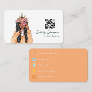 Whimsique Donut Unicorn Dam Food Catering QR Code Visitkort